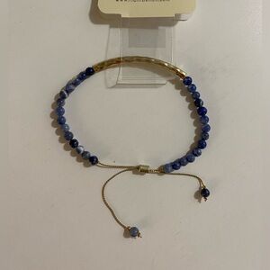 NWT MONTANA BLUE SEMI PRECIOUS NATURAL STONE BEADED BRACELET WITH BASE METAL